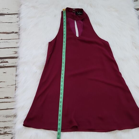 LULUS GROOVE THING SWING DRESS MOCK NECK IN MAGENTA Small - Picture 9 of 12